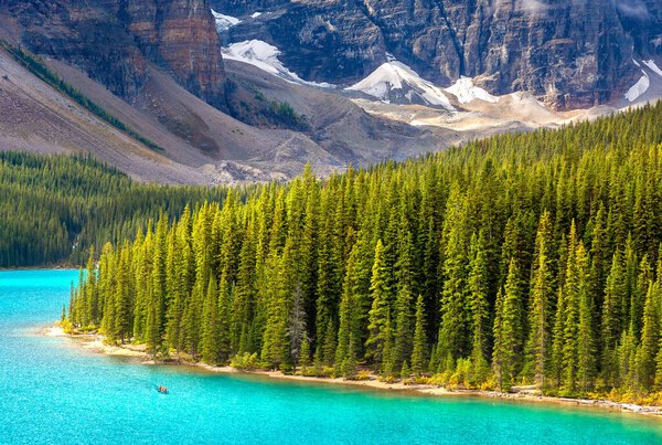 Panoramic view of Lake Moraine, Banff National Park Of Canada