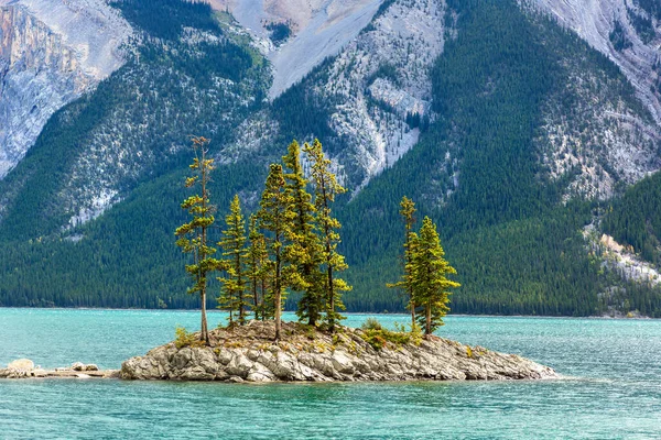 Pequeña Isla Lago Minnewanka Parque Nacional Banff Canadá —  Fotos de Stock