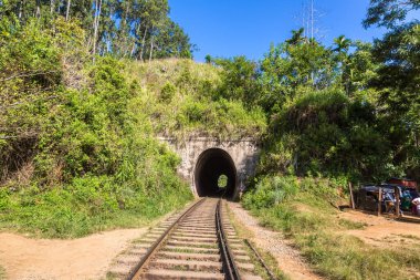 Nuwara Eliya, Sri Lanka 'daki dokuz kemerli köprüde tünel.