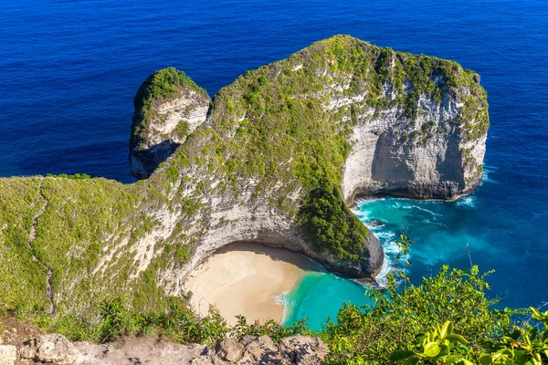 Panoráma Légi Kilátás Kelingking Beach Nusa Penida Sziget Bali Indonézia — Stock Fotó