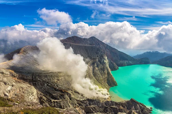 Cratere Panoramico Vulcano Attivo Ijen Isola Java Indonesia — Foto Stock