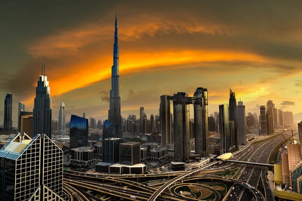 Luchtfoto Van Het Centrum Van Dubai Een Zomerse Dag Verenigde — Stockfoto