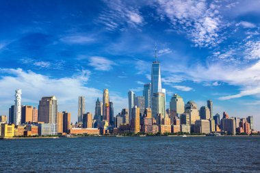 New York City, New York, ABD 'deki Manhattan şehir manzarasının panoramik görüntüsü