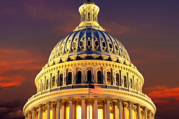 United States Capitol Building Sunset Night Washington Usa — Stock Photo, Image