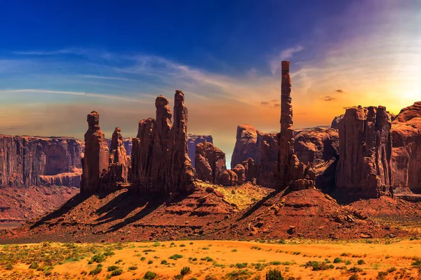 Monument Valley Coucher Soleil Incroyable Arizona États Unis — Photo