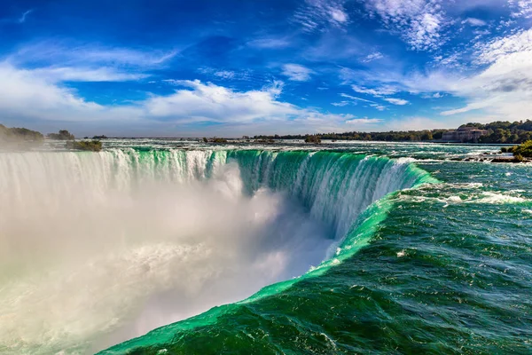 Kanadensisk Sida Utsikt Över Niagarafallen Horseshoe Falls Solig Dag Niagarafallen — Stockfoto