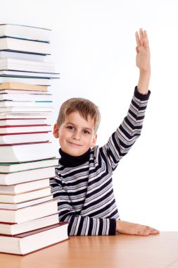 Okul çocuğu cevaplamak hazır