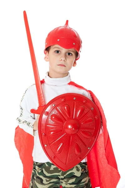Jongen gekleed als ridder — Stockfoto
