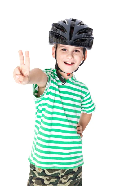 Niño con casco — Foto de Stock