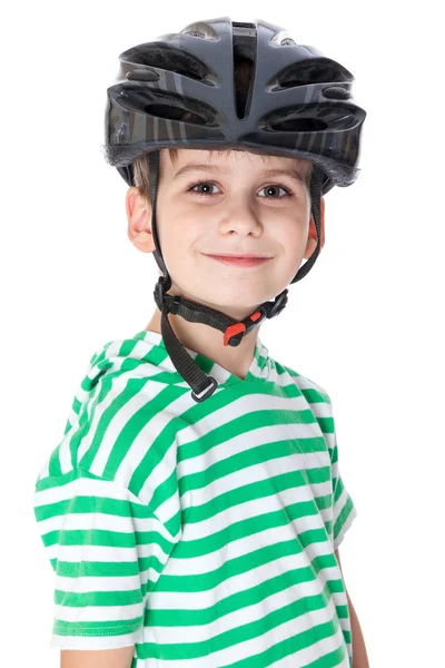 头盔的男孩 — 图库照片