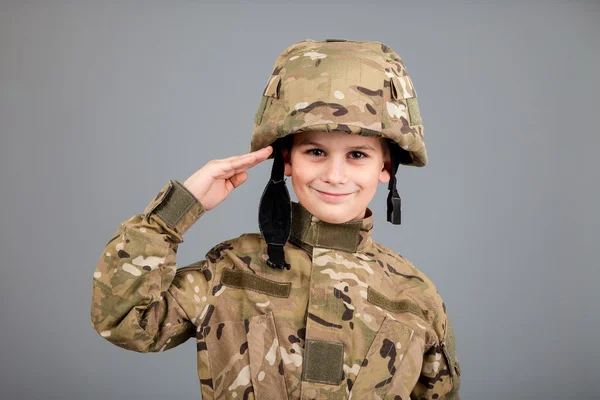 Boy dressed like soldier — Stock Photo, Image