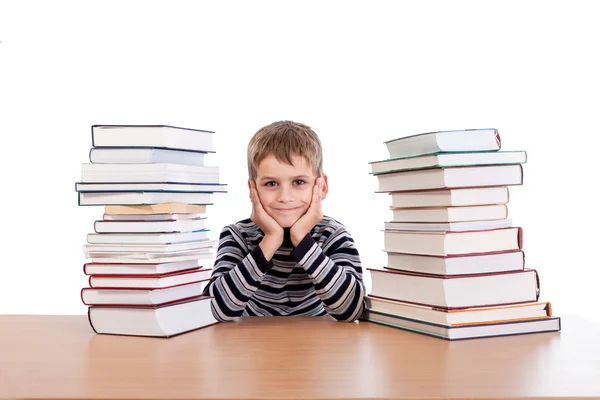 Schoolboy with books — Stock Photo, Image