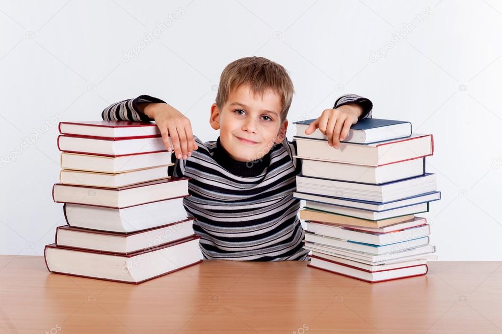 Schoolboy with books