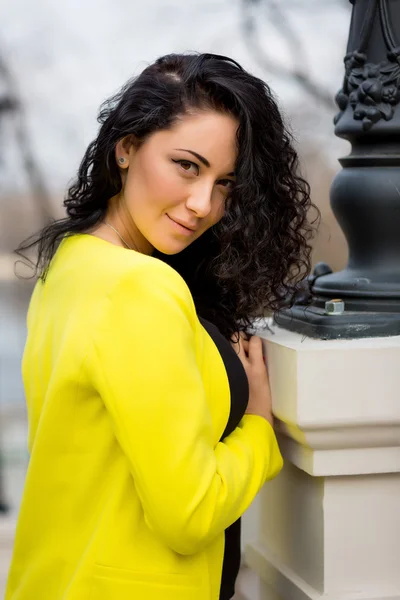 Beautiful Woman on staircase — Stock Photo, Image