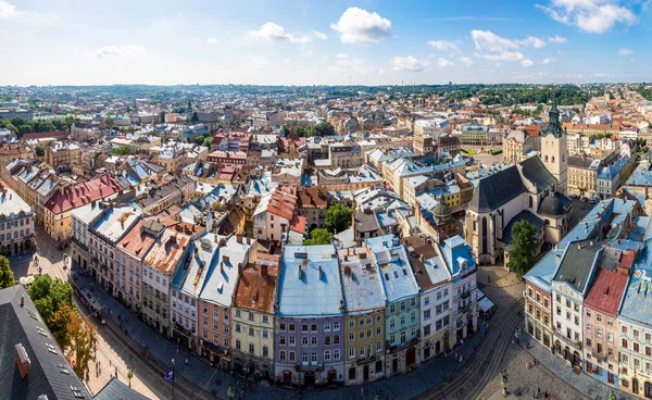 Pohled z ptačí perspektivy Lvov — Stock fotografie