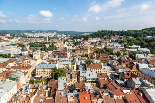 Lviv vogelvlucht bekijken — Stockfoto