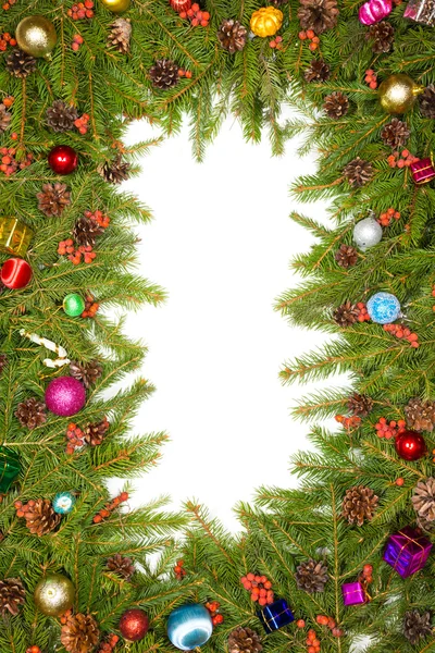 Christmas gränsen med dekorationer — Stockfoto