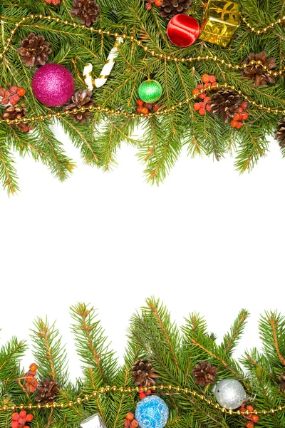 Christmas gränsen med dekorationer — Stockfoto