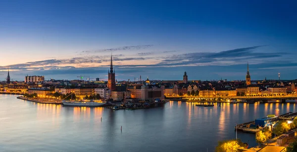 Panorama nocturne de Stockholm — Photo