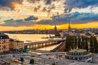 Stockholm 'ün gece panoraması