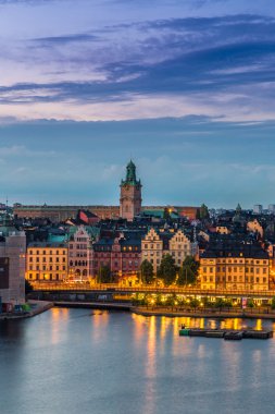 Stockholm 'ün gece panoraması