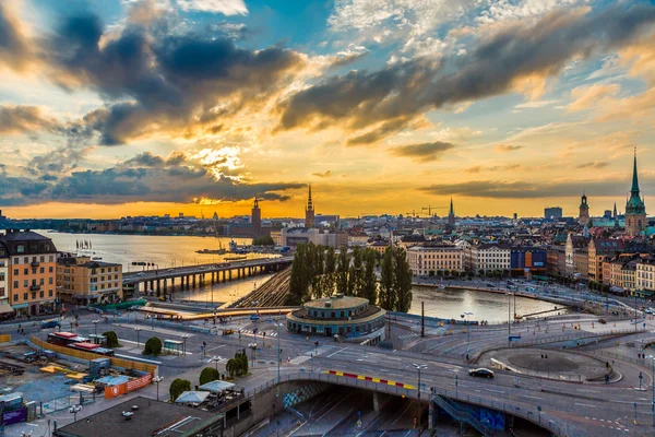 Nattpanorama över Stockholm — Stockfoto