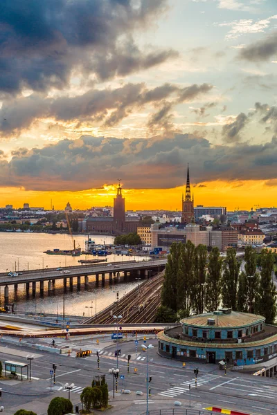 Nattpanorama över Stockholm — Stockfoto