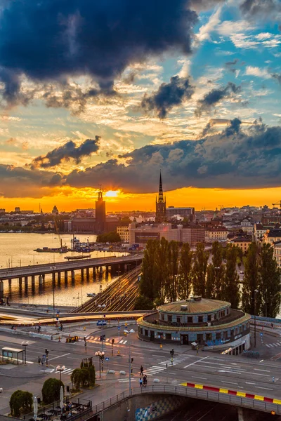 Panorama nocturne de Stockholm — Photo