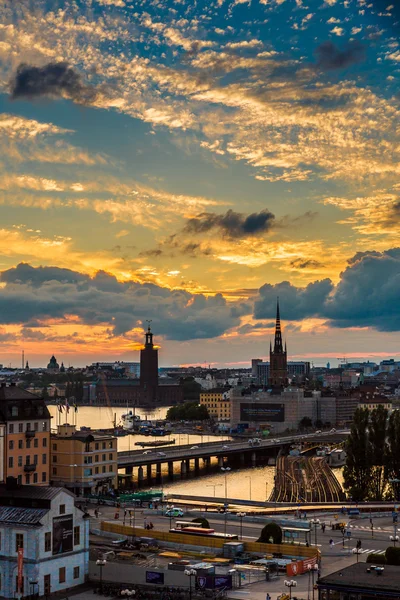 Panorama nocturno de Estocolmo — Foto de Stock