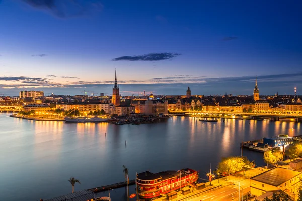 Malam panorama Stockholm — Stok Foto