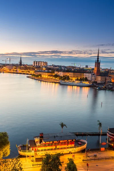 Нічна панорама Стокгольма — стокове фото