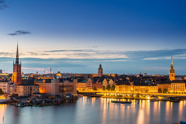 Night panorama of  Stockholm