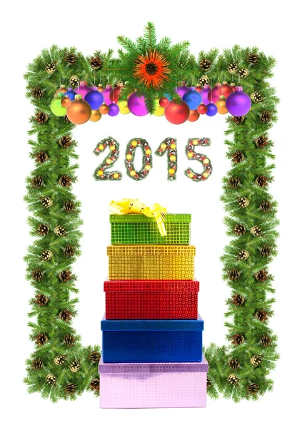 Biglietto natalizio con addobbi natalizi. 2015 — Foto Stock