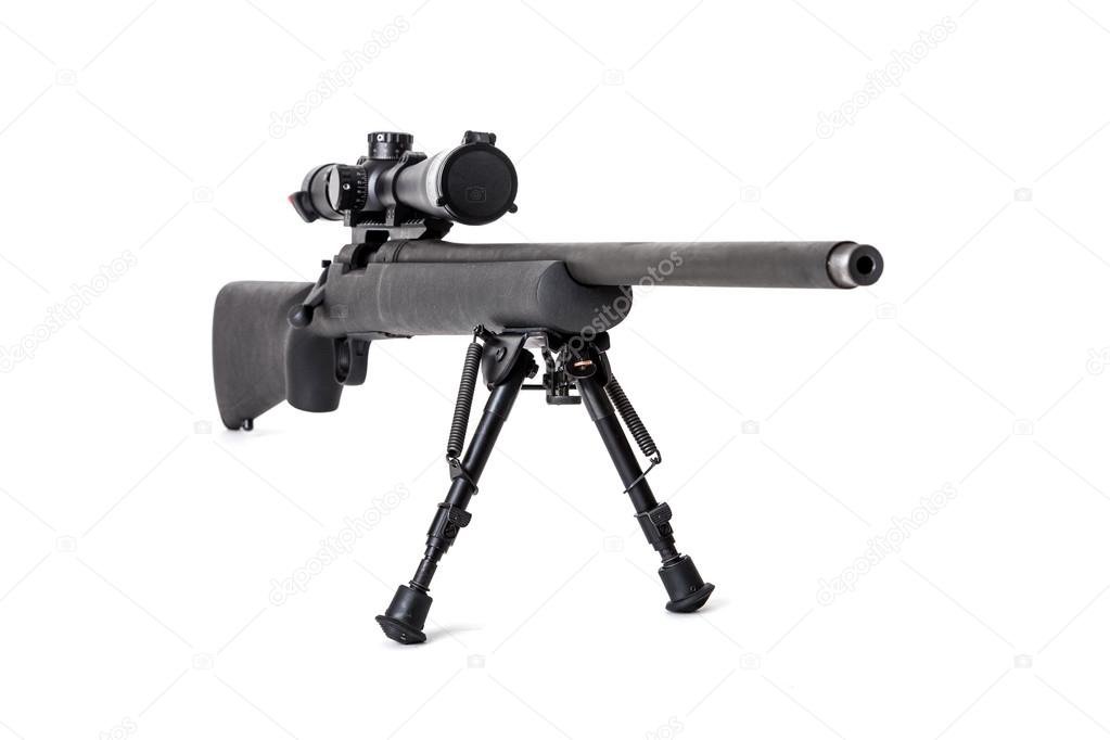 Sniper rifle on bipod