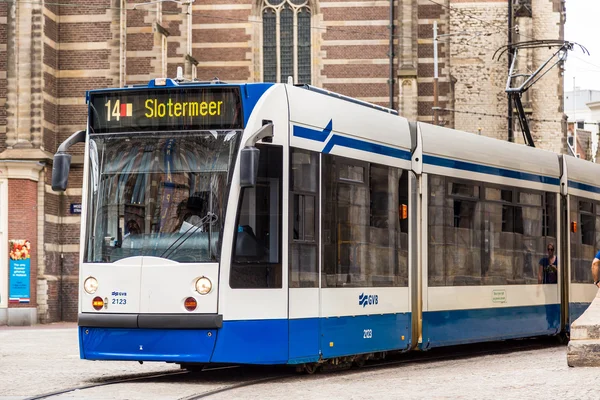 Modern tram in Amsterdam — Stock Photo, Image