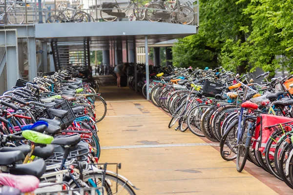 Estacionamento para bicicletas em Amsterdã — Fotografia de Stock