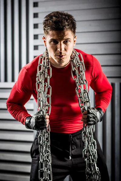 Muscular  guy with chain — Stock Photo, Image