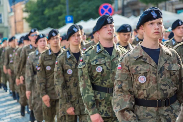 Polish soldiers in Krakow — Stock Photo, Image