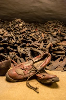 Auschwitz'de kurbanlarının çizmeler
