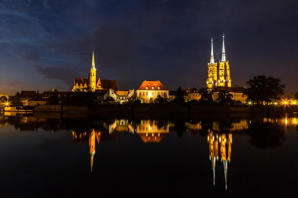 Wroclaw cityscape at night — Stock Photo, Image