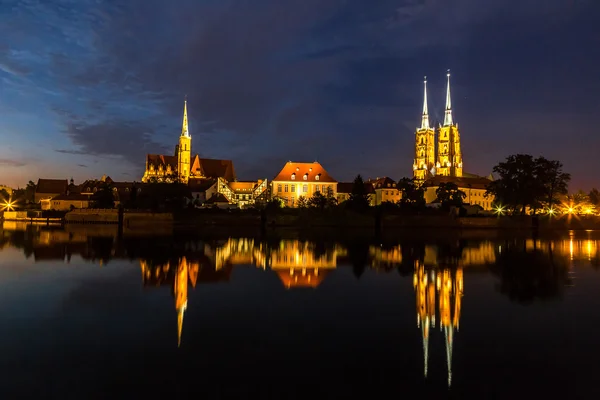 Wroclaw cityscape at night — Stock Photo, Image