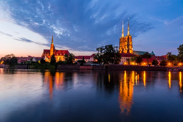 Wroclaw cityscape at night — Stock Photo, Image