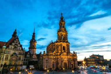 Dresden gün batımı görünümü.