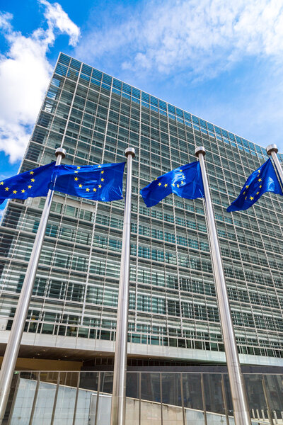 European flags  in Brussels