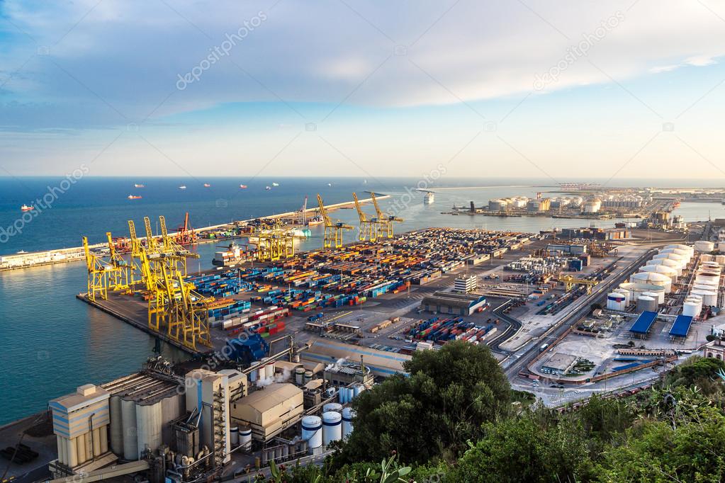 Panoramic view of  port in Barcelona