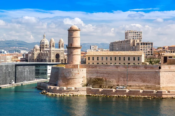 Castle and Cathedral de la Major in Marseille — Stock Photo, Image