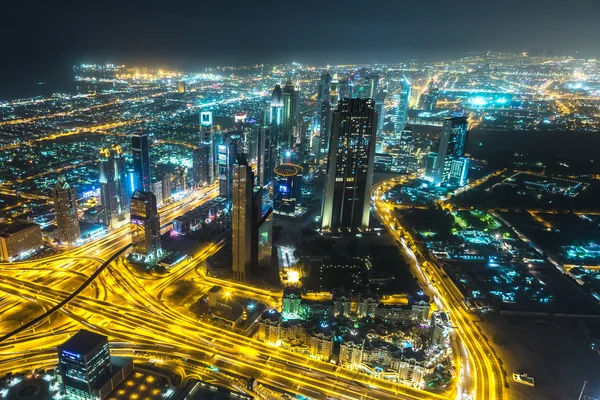 Dubai downtown at night — Stock Photo, Image