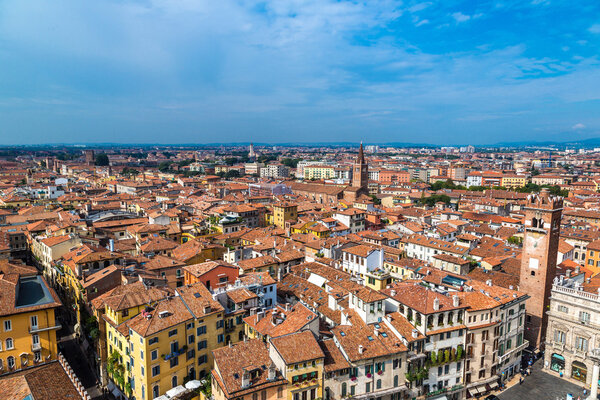 Aerial view of Verona in a summer day, Italy