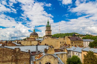 Lviv eski şehrin panoramik görünüm