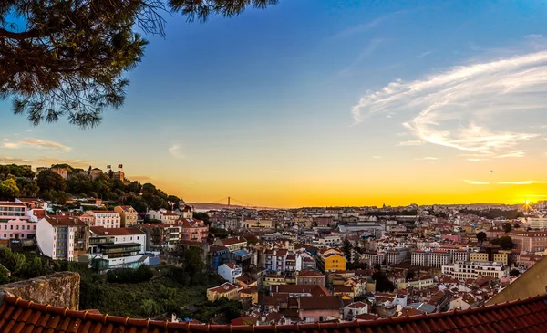 Lisbon panorama am abend — Stockfoto